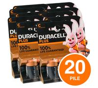 20 BATTERIE DURACELL PLUS POWER PILE ALCALINE MEZZATORCIA C Pila batteria