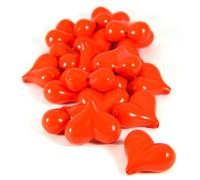 20 Big Bright Red Plastic Acrylic Bubbly Puffed Heart 17mm Beads with 1.5mm Vertical Hole
