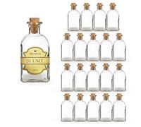 20 Bottiglie di Vetro Quadrate 100 ml con Tappo in Sughero - Mini Bottiglie per Liquore, Whisky, Rum e Olio | Bomboniera Matrimonio | Espirito Rebelde