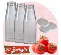 20 BOTTIGLIE VETRO PASSATA CONSERVE SALSA POMODORO SUCCHI 720ML CON CAPSULE