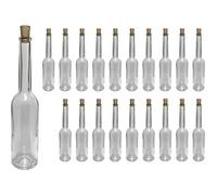 20 bottiglie vuote in vetro trasparente da 100 ml con tappo in sughero, ideali per grappa o olio