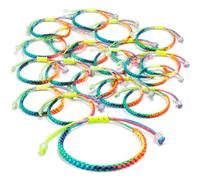 20 braccialetti portafortuna per adolescenti, braccialetti dell'amicizia intrecciati multicolore regolabili, braccialetti portafortuna fatti a mano in poliestere resistente, per donne, uomini