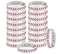 20 braccialetti regolabili in pelle da baseball, braccialetti da baseball rossi per squadre e fan