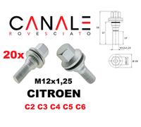 20 bulloni Citroen c2 c3 c4 c5 c6 piatti 12x1.25 kit per cerchi lega ruote dadi