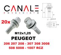 20 bulloni PEUGEOT 206 207 208 RCZ piatti 12x1.25 kit per cerchi lega ruote dadi