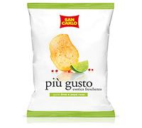 20 BUSTE PATATINE SAN CARLO PIU' GUSTO LIME E PEPE ROSA 50 GR CRISPS CHIPS SNACK