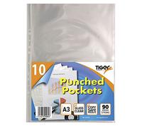 20 buste trasparenti verticali in plastica, formato A3, con fori laterali