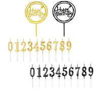 20 candeline di compleanno, 2 inserti per torta, candeline con numeri da 0 a 9, decorazioni per torte, candeline per torta del primo anno, decorazioni per torte di compleanno e anniversario