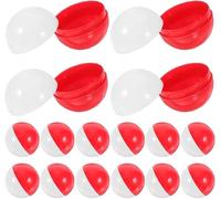 20 capsule per distributori automatici di gomme da 5,1 cm, vuote, rotonde, contenitori in plastica per feste di compleanno, Pasqua, Chritsmas (rosso e bianco)