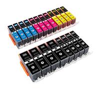 20 cartucce per stampanti compatibili con chip, per Canon Pixma ip4850 ip4950 ix6550 mx715 MX885 mx895 MG5100 MG5150 MG5200 MG5250 MG5300 MG5350 MG6150 MG6250 MG8150 MG8250 ip 4850 4950 MG 5150 5250 5350 6150 6250 8150 8250, contenuto: 4 x PGI-525BK / 4 x CLI-526BK / 4 x CLI-526C / 4 x CLI-526M / 4 x CLI-526Y