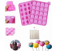 20 cavità in silicone Lollipop Mold con bastoncini 20 cavities with sticks - Dimensioni 22,5 * 18 * 3 cm diametro del cerchio 4 cm, resistente al calore da -40 ° C a 230 ° C (rosa)