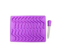 20 Cavity Earthworms Silicone Mold Gummy Jelly Candy Chocolate Mold Cake Decorating Tools DIY Baking Moulds with Dropper Purple