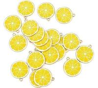 20 ciondoli smaltati a forma di limone giallo a forma di limone, per gioielli fai da te, bracciali, collane, ciondoli per perline e creazione di gioielli
