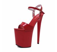 20 cm/7.87 IN Tacchi da donna alla caviglia Peep Sandali da donna Piattaforma Open Toe tacco alto Stiletto scarpe da corte sexy Pole Dance scarpe tacchi alti Pole Dance, rosso, 42