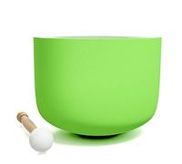 20 cm C Bianco Satinato Cristallo di Quarzo Campana Rice Chakra Singing Bowl Set O-Ring e Mallet Incluso Rilassamento Meditazione (20CM, verde)