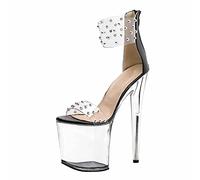 20 Cm Impermeabile Tacco Alto Piattaforma Trasparente Pole Dance Tacchi Alti Sandali Alti Discoteca Modello Sexy Pompe Partito Sexy Discoteca Spogliarellista Scarpe,B,39 EU