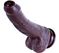 20 cm, nero, modello realistico, silicone a doppia densità, con ventosa, dildo