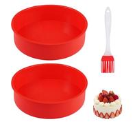 20 cm Stampo Torta Silicone Rotondo, 2 Pezzi Stampi Silicone Dolci con 1 Pennello in silicone,Tortiera 20 cm Antiaderente per Cheesecake, Torte Chiffon, Pizze, Pane, Lavabile in Lavastoviglie
