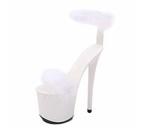 20 Cm Womens Open Toe Piattaforma Stiletto Pole Ladies Tacco Alto Cinturino Caviglia Scarpe Sexy Dance Striptease Sandali con Fibbia per Party Prom Club,Bianca,34 EU