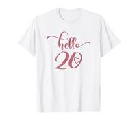 20 Compleanno Donne Ragazze Hello 20 Venti 20 Carino Maglietta