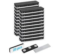 20 confezioni di targhette magnetiche per vestiti, porta badge magnetico, in plastica, metallo, con 3 magneti al neodimio, supporto adesivo, magnete identificativo per giacche uniformi, colore: nero