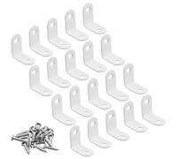 20 connettori ad angolo bianco, 30 x 30 x 16 mm, in acciaio inox, angolo metallico di 90 gradi, angolo piccolo con viti, a forma di L, angolo per mobili, sedie, tavoli, finestre, staffe angolari