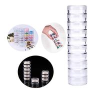 20 contenitori impilabili in plastica, 19 x 3,5 cm, scatola portaoggetti rotonda trasparente per perline, bottoni, accessori per unghie fai da te