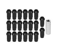 20 dadi per aletta ruota con filettatura M14x1,5, dadi di bloccaggio in alluminio per auto, altezza 2 pollici 7075 - Design con foro passante T6 con strumento di montaggio, (Nera)