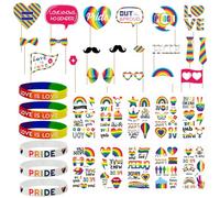 20 Decorazioni Arcobaleno Per Feste, 6 Braccialetti Arcobaleno, 10 Adesivi Faccia Arcobaleno, Set Di Accessori Per Foto Arcobaleno, Accessori Di Abbigliamento