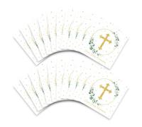 20 decorazioni per la prima comunione, tovaglioli con croce per la prima comunione, tovaglioli per cresima, eucalipto verde salvia, tovaglioli per feste di comunione, decorazioni da tavola sacre per