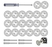 20 dischi da taglio diamantati da 22 mm con mandrino da 4 x 3 mm e cacciavite, mini dischi da taglio per utensili rotanti, per tagliare vetro, pietra, piastrelle, ceramica, marmo e giada