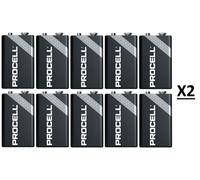 20 DURACELL PROCELL 9V 6LR61 ALCALINA INDUSTRAL PROFESSIONAL