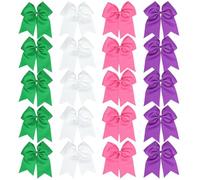 20 elastici in raso con elastici, grande fiocco per coda in colori assortiti, 19 cm, per ragazze sport e danza routine