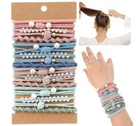 20 elastici per capelli boho con perle, per capelli sottili, spessi, medi/lunghi