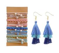 20 elastici per capelli con perle, 1 paio di orecchini con nappe, elastici per capelli bohémien, elastici per capelli a coda di cavallo elastici, elastici per capelli per donne e ragazze