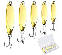 20 esche da pesca, cucchiaini da pesca in acqua salata, ganci per acuti in metallo duro, esche da spinning, 5 misure, per salmone spigola in 1/141,7 g 1/4 oz 3/8 oz 1/226,7 g 3/4 oz (oro)