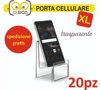 20 ESPOSITORI PORTA CELLULARE XL PLEXIGLASS SMARTPHONE ESPOSITORE TELEFONO TAVOL