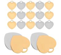 20 etichette per incisioni vuote a forma di cuore in acciaio inossidabile, piccoli pendenti a cuore per la creazione di gioielli fai-da-te, ciondoli artigianali per collane e braccialetti in tono