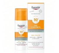 + 20% EXTRA BF EUCERIN Sun Gel-Creme Oil Control Dry Touch SPF 50+ (50ml) Protezione solare per il viso Eucerin per pelli grasse e acneiche.Regola la produzione di sebo.Fattore di protezione molto ele