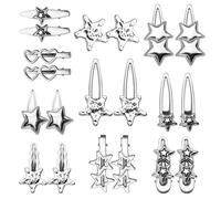 20 fermagli per capelli a forma di stella Y2K, graziose clip a scatto argentate per donne, accessori per capelli a forma di stella, clip per capelli spessi, emo, grunge, punk, accessori alla moda anni