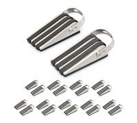 20x Fermaporta a Cuneo, Set di Blocca Porta Antiscivolo Gommati, H x L x P: 3,7 x 5 x 12,5 cm ca, Argento e Nero