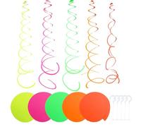 20 Festoni Neon da Appendere al Soffitto - Decorazioni Rotanti UV a Spirale per Feste - Ghirlande Aeree per Cinema, Compleanni, Matrimoni - 5 Colori Fluorescentes