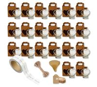 20 fiale magiche cuore da 70 ml con tappo + 20 scatole + 20 etichette adesive + 20 cucchiai + 20 etichette Kraft + spago | decorazione, regali e souvenir di nozze | boccetta di pozioni