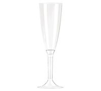 20 Flute in plastica con gambo - Flutes rigidi monouso - Calice da Spumante - Corpo in plastica trasparente - confezione 20 pezzi - flute per feste (Trasparente)