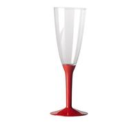 20 Flute in plastica con gambo ROSSO - Flutes rigido monouso - Calici da Spumant