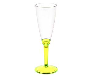 20 Flutes calici di plastica monouso con gambo alto giallo fluo