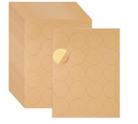 20 Fogli 5,1 cm Etichette Adesive Kraft Rotonde, Etichette Rotonde Carta Kraft Adesive Scrivibili a Getto d'Inchiostro Stampabili Adesivi Marroni Vuoti Etichetta Adesiva per Stampante