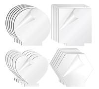 20 fogli acrilici trasparenti per progetti fai da te, 4 forme in acrilico, tavole trasparenti con pellicola protettiva fronte/retro, pannelli acrilici vuoti per base luminosa a LED