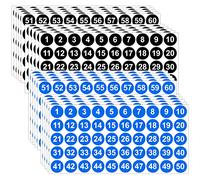 20 Fogli Adesivi Numerici Autoadesive 25mm Adesivi Numerici Vinile Rotondi 1-100 Numero Etichette Impermeabili Numeri Inventario per Casa Ufficio Scuola Storage Organizzazione, Nero + Blu