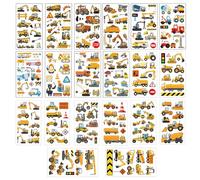 20 fogli adesivi per tatuaggi per escavatore, tatuaggi per veicoli a forma di cartoni animati, adesivi temporanei divertenti, adesivi per bambini, impermeabili per regali di compleanno, feste a tema